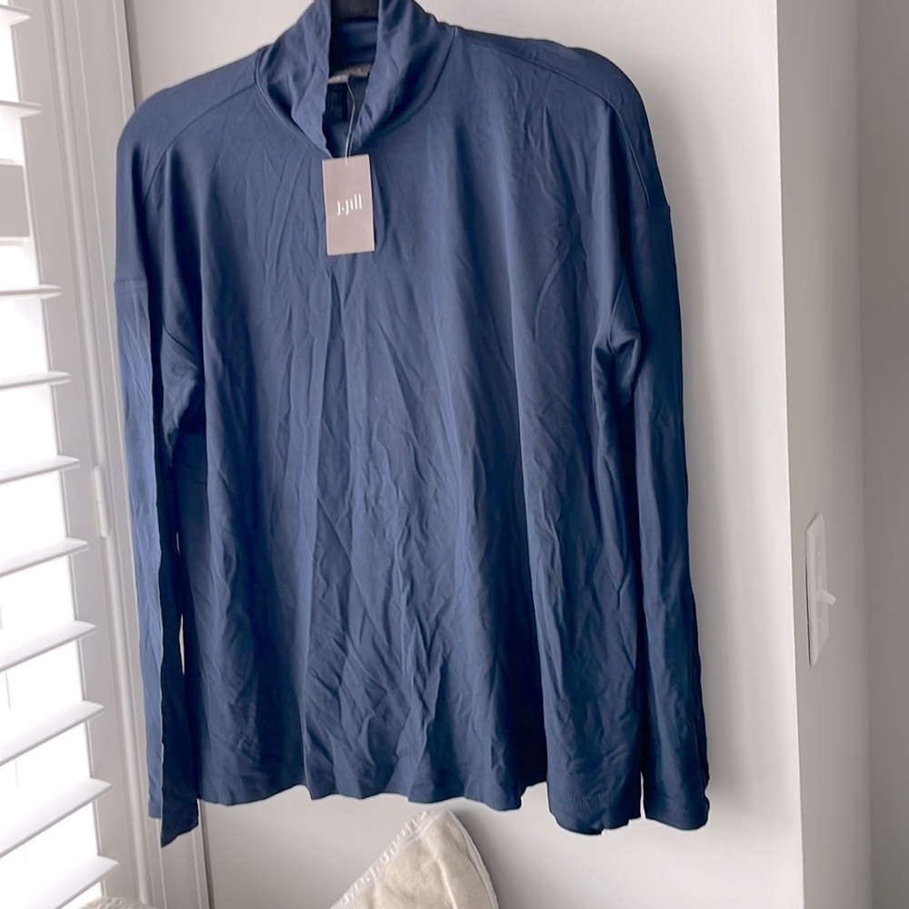 J Jill Navy Wearever Collection Mock Turtleneck. NWT.